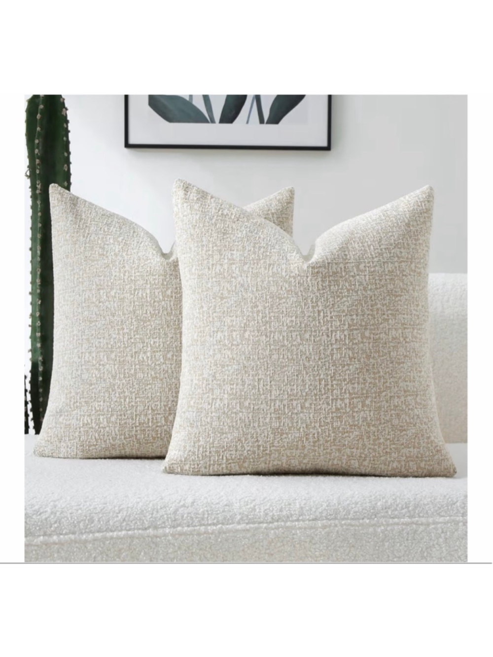 NEW Soft Cream Chenille Decorative Throw Pillow Covers 22x22” Set of 2